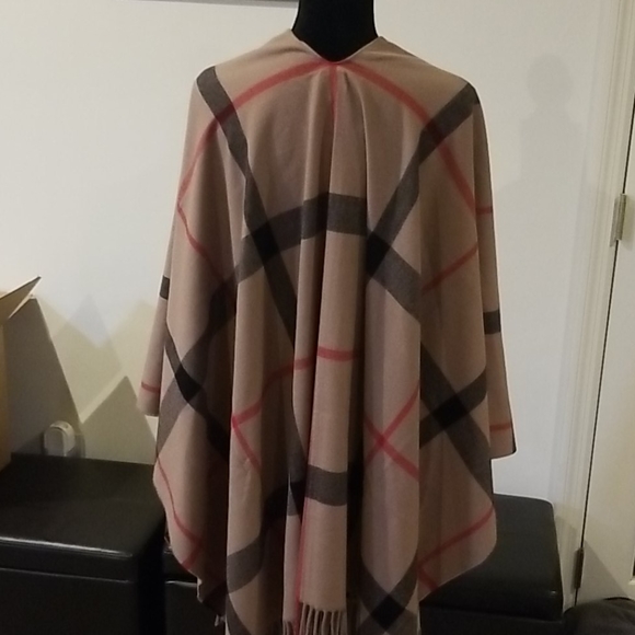 New Jessica McClintock Plaid Woven Ruana - Picture 6 of 7